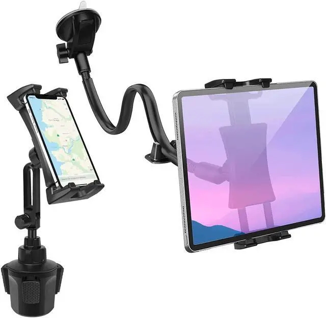 Main image of Xishwon Car Cup Holder & Car Dashboard Windshield Tablet Gooseneck Mount for 4.7-12.9" Tablet & Phones