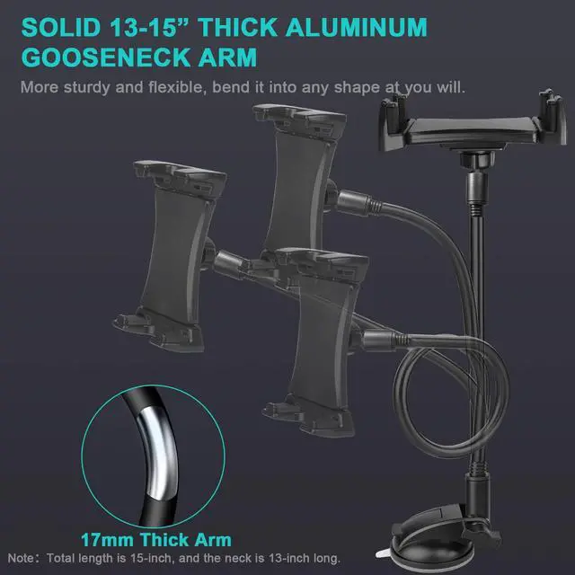 Alt view image 4 of 5 - Xishwon Car Cup Holder & Car Dashboard Windshield Tablet Gooseneck Mount for 4.7-12.9" Tablet & Phones