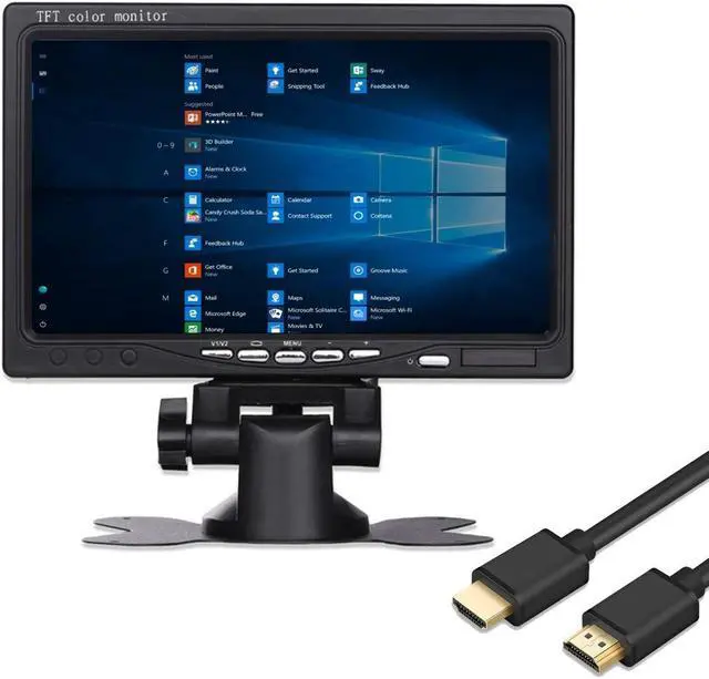 Main image of Yasoca 7 Inch Monitor HDMI - 1024x600 HD TFT LCD Screen Display AV VGA Input Built in Speaker for Raspberry Pi 3 Model B+ 3B CCTV Computer PC DVR Car