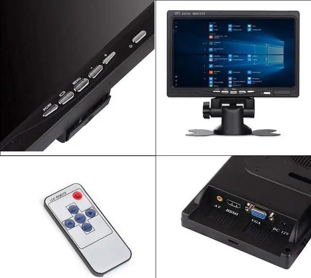 Alt view image 5 of 5 - Yasoca 7 Inch Monitor HDMI - 1024x600 HD TFT LCD Screen Display AV VGA Input Built in Speaker for Raspberry Pi 3 Model B+ 3B CCTV Computer PC DVR Car