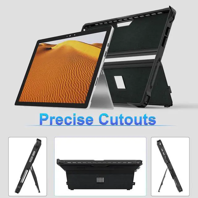 Alt view image 3 of 5 - Case for 12.3" Microsoft Surface Pro 7+/Pro 7/Pro 6/Pro 5/Pro 4 Protective Rugged Cover Case, with Surface Pen Holder and Hand Strap, Compatible with Surface Pro Type Cover Keyboard (Black)