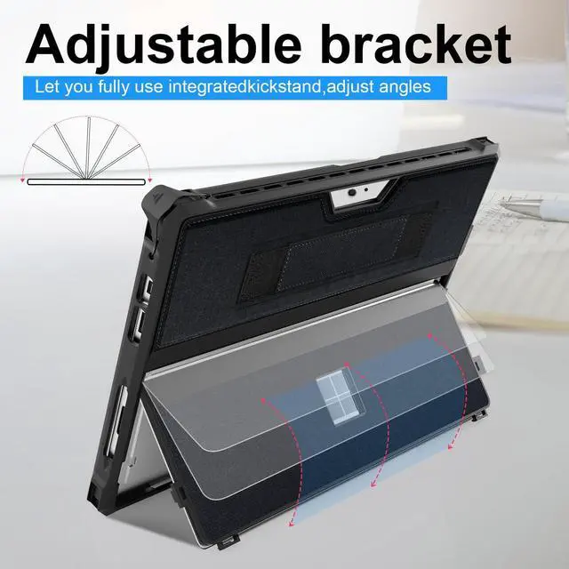 Alt view image 5 of 5 - Case for 12.3" Microsoft Surface Pro 7+/Pro 7/Pro 6/Pro 5/Pro 4 Protective Rugged Cover Case, with Surface Pen Holder and Hand Strap, Compatible with Surface Pro Type Cover Keyboard (Black)