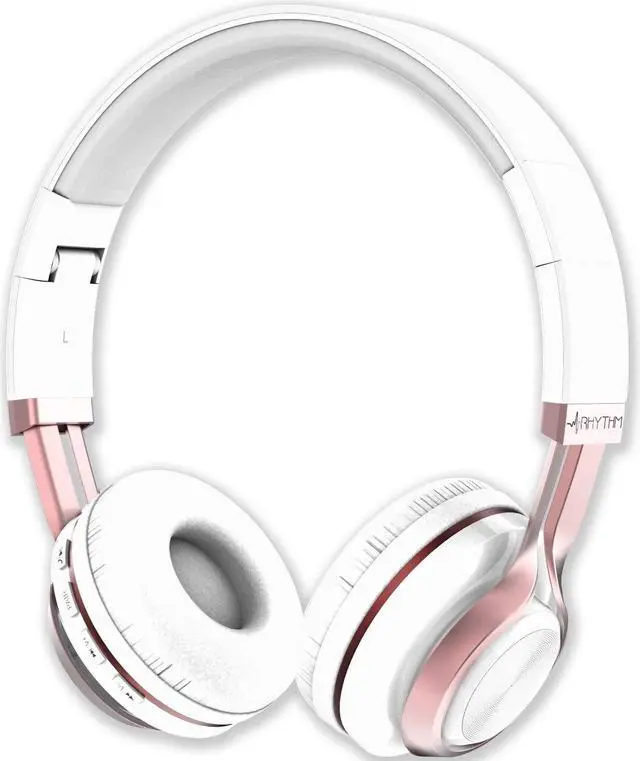 Main image of Aduro Resonance Wireless Headphones with Microphone Foldable Over The Ear Headphones with Mic Rechargeable Wireless Headset - White/Rose Gold
