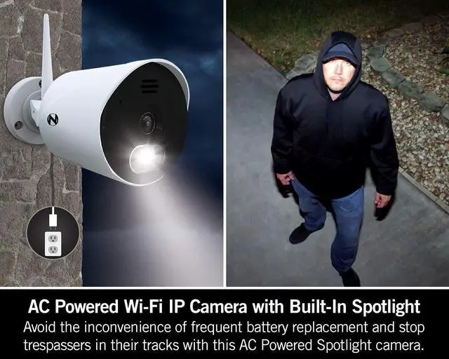 Alt view image 3 of 5 - Night Owl AC Powered 1080p HD Wi-Fi IP Indoor/Outdoor Camera with 100 ft. of Night Vision, 2-Way Audio, Built-in Spotlight, Wide Viewing Angle and Free Remote Viewing App, 2-Pack