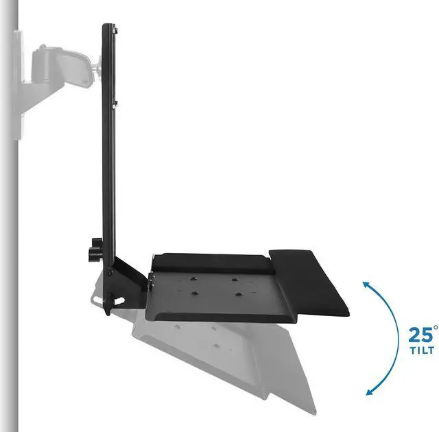 Alt view image 4 of 5 - Mount-It! Monitor and Keyboard Wall Mount, Height Adjustable Standing VESA Keyboard Tray, 25 Inch Wide Platform with Mouse Pad (MI-7915)