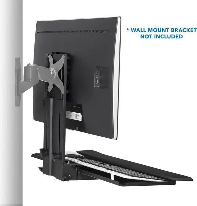 Alt view image 3 of 5 - Mount-It! Monitor and Keyboard Wall Mount, Height Adjustable Standing VESA Keyboard Tray, 25 Inch Wide Platform with Mouse Pad (MI-7915)