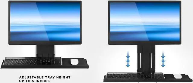 Alt view image 5 of 5 - Mount-It! Monitor and Keyboard Wall Mount, Height Adjustable Standing VESA Keyboard Tray, 25 Inch Wide Platform with Mouse Pad (MI-7915)