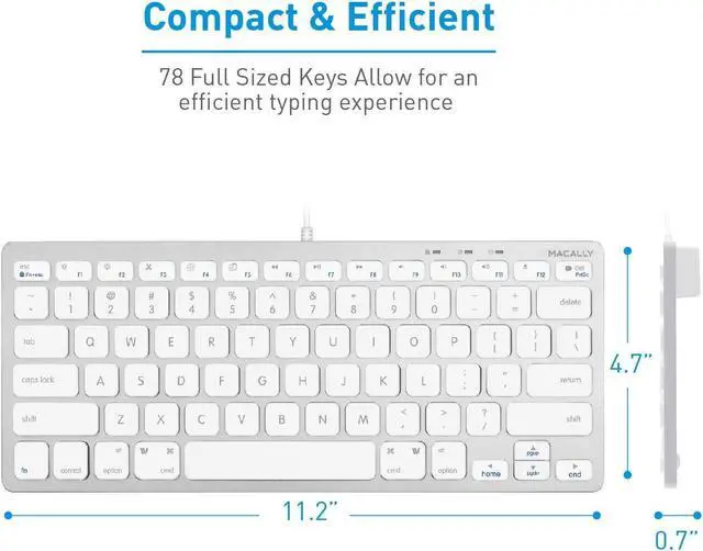 Alt view image 3 of 5 - Macally USB C Mini Keyboard and a USB C Wired Mouse, Excellent Accessories for New MacBook Products