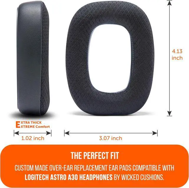 Alt view image 5 of 5 - WC Freeze A30 - Cooling Gel Earpads Compatible with Logitech Astro A30 Headphones by Wicked Cushions - Elevate Comfort, Durability, Thickness & Sound Isolation for Epic Gaming Sessions | Black
