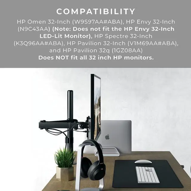 Alt view image 2 of 5 - HumanCentric VESA Mount Adapter Compatible with HP 32-Inch Displays Including HP Omen, Spectre, Pavilion, and Envy Media Display (Does not fit LED-Lit Model) Monitors