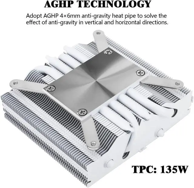 Alt view image 2 of 5 - Thermalright AXP90-X47 White Low Profile CPU Cooler, with 92mm TL-9015W Slim PWM Fan, ITX CPU Cooler, AGHP Technology, 47mm Height,for AMD AM4 AM5/Intel 1150/1151/1155/1851/1200(AXP90 X47 White)