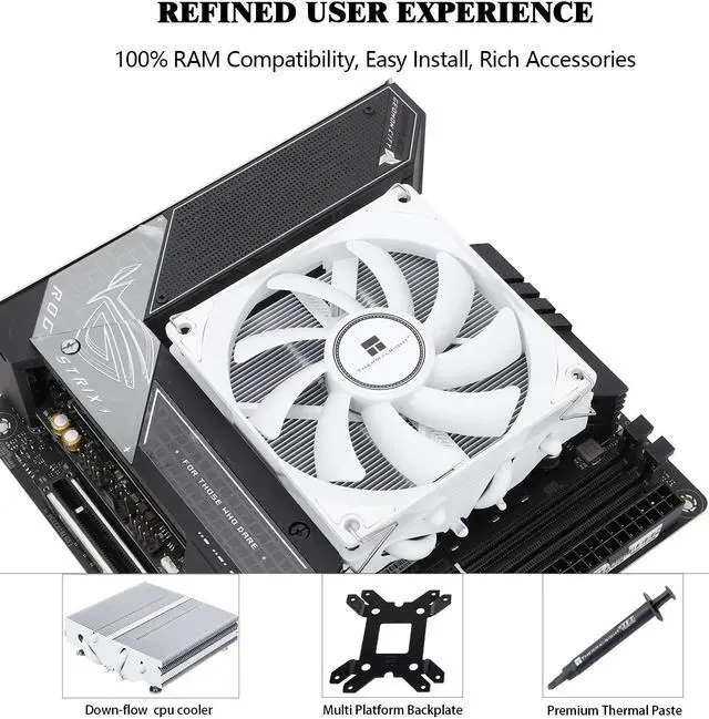 Alt view image 4 of 5 - Thermalright AXP90-X47 White Low Profile CPU Cooler, with 92mm TL-9015W Slim PWM Fan, ITX CPU Cooler, AGHP Technology, 47mm Height,for AMD AM4 AM5/Intel 1150/1151/1155/1851/1200(AXP90 X47 White)
