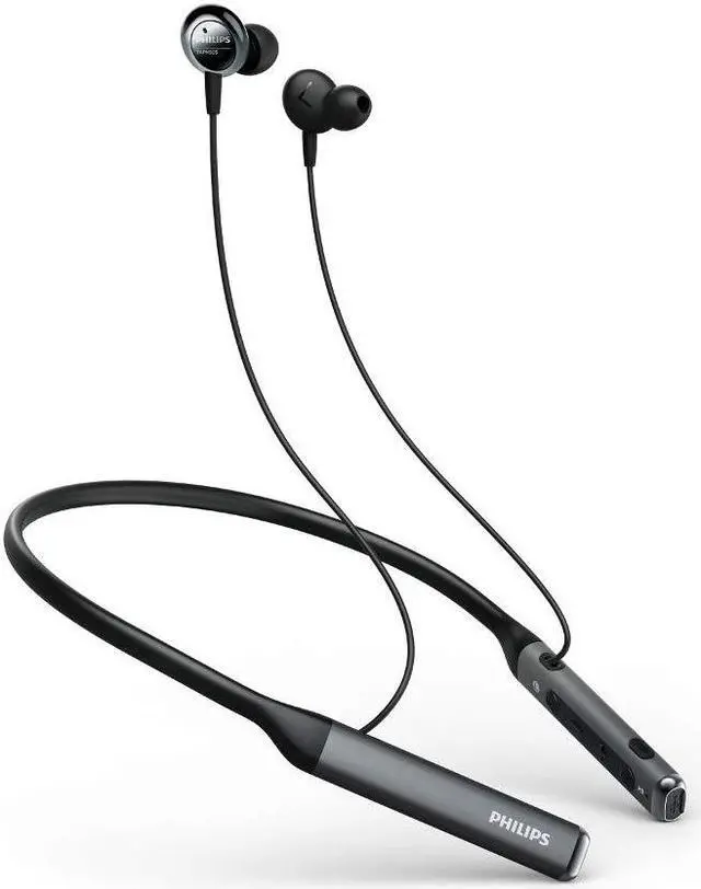 Alt view image 3 of 5 - Philips Wireless Neckband Headphones PN505 with Active Noise Canceling, Voice Assistance, Up to 14hours Play time, Hi-Res Audio (TAPN505BK), Black