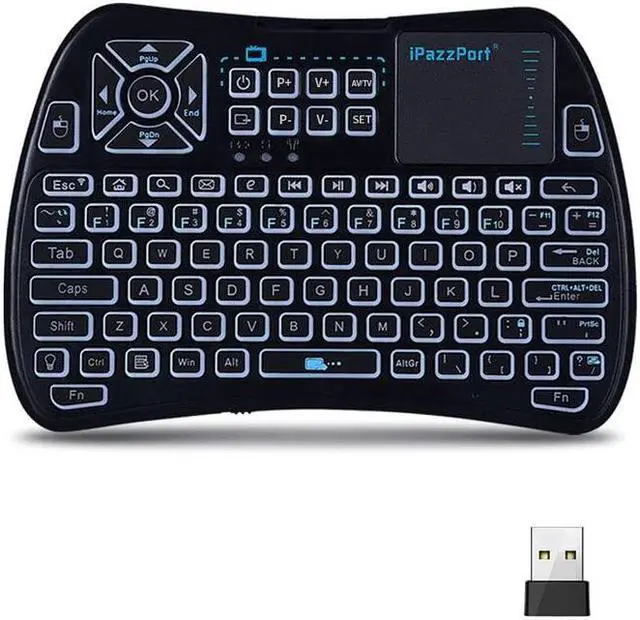 Main image of iPazzPort Bluetooth Mini Keyboard (IR Learning) Touchpad Mouse, Backlit 2.4GHz Wireless Keypad Remote Controller for Tablets, Smart TV,Fire Stick, Android TV Box KP-61SM (Bluetooth and 2.4G)