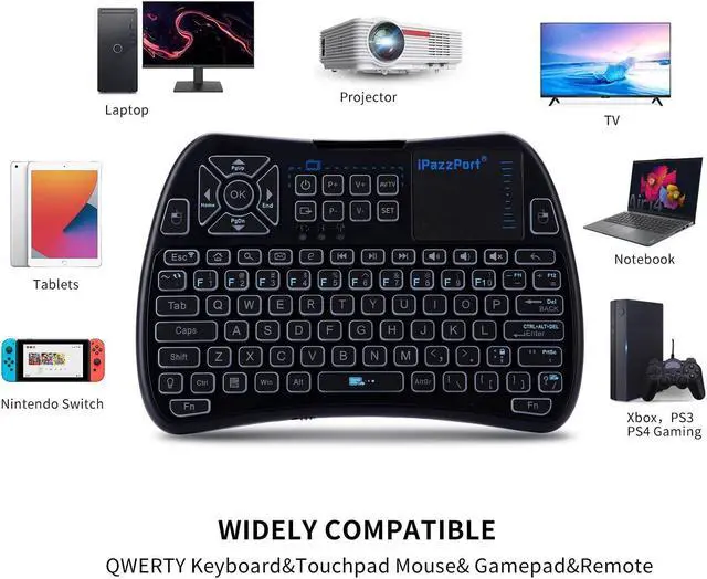 Alt view image 2 of 5 - iPazzPort Bluetooth Mini Keyboard (IR Learning) Touchpad Mouse, Backlit 2.4GHz Wireless Keypad Remote Controller for Tablets, Smart TV,Fire Stick, Android TV Box KP-61SM (Bluetooth and 2.4G)