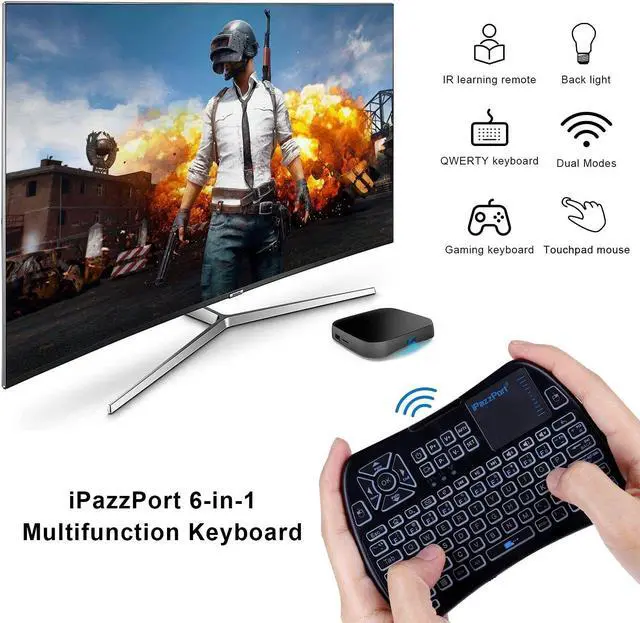 Alt view image 3 of 5 - iPazzPort Bluetooth Mini Keyboard (IR Learning) Touchpad Mouse, Backlit 2.4GHz Wireless Keypad Remote Controller for Tablets, Smart TV,Fire Stick, Android TV Box KP-61SM (Bluetooth and 2.4G)