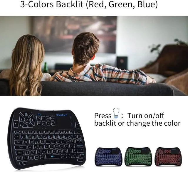 Alt view image 5 of 5 - iPazzPort Bluetooth Mini Keyboard (IR Learning) Touchpad Mouse, Backlit 2.4GHz Wireless Keypad Remote Controller for Tablets, Smart TV,Fire Stick, Android TV Box KP-61SM (Bluetooth and 2.4G)