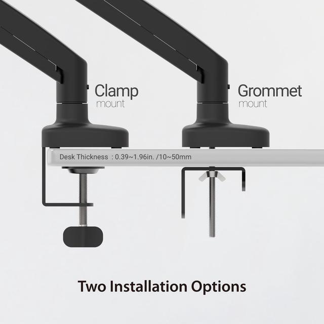 Alt view image 4 of 5 - j5create Ergonomic Dual Monitor Mount, Fully Adjustable Monitor Desk Stand for 2 Screens up to 32 inch, Integrated Cable Management, Comes with Clamp and Grommet Mount Options (JTSA102)