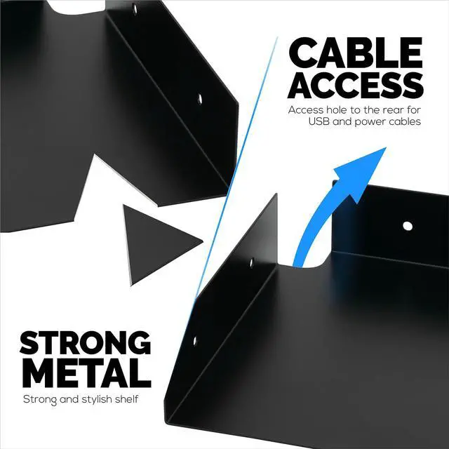 Alt view image 5 of 5 - 8" Metal Corner Wall Mount Shelf for Baby Monitors, Security Cameras, Sonos Speaker, Also For Wif Routers, Decor, Plants, Router, Photos, Kitchen, Bathroom, Cable Box & More, Universal (Black)