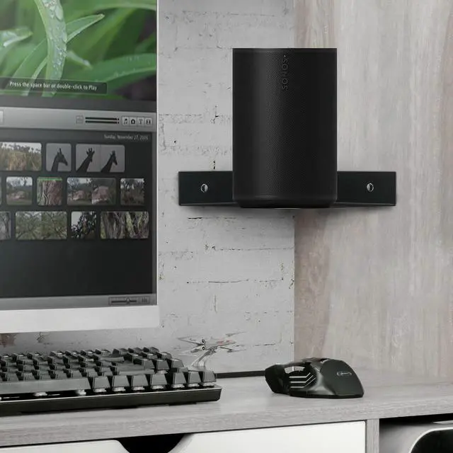 Alt view image 2 of 5 - 8" Metal Corner Wall Mount Shelf for Baby Monitors, Security Cameras, Sonos Speaker, Also For Wif Routers, Decor, Plants, Router, Photos, Kitchen, Bathroom, Cable Box & More, Universal (Black)