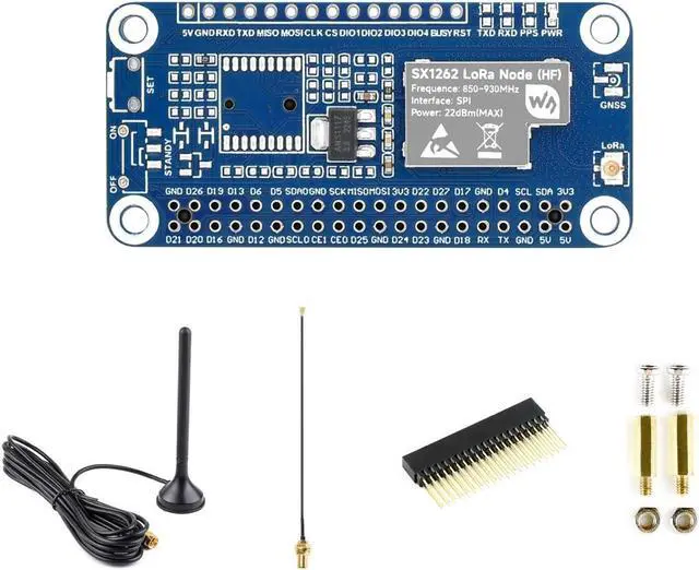 Main image of Waveshare SX1262 LoRaWAN Node Module Expansion Board, Comaptible with Raspberry Pi 5/4B/3B/Zero/Zero W/Zero 2W/Pico/Pico W/Pico WH, with Magnetic CB Antenna-868/915M Frequency