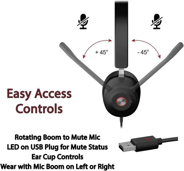 Alt view image 5 of 5 - Cyber Acoustics CA Essential USB Headset (HS-2000) - Professional Headset for Calls & Music, All-Day Comfort, Integrated Ear Cup Controls, Optimized for UC Platforms