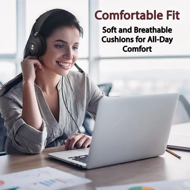 Alt view image 4 of 5 - Cyber Acoustics CA Essential USB Headset (HS-2000) - Professional Headset for Calls & Music, All-Day Comfort, Integrated Ear Cup Controls, Optimized for UC Platforms