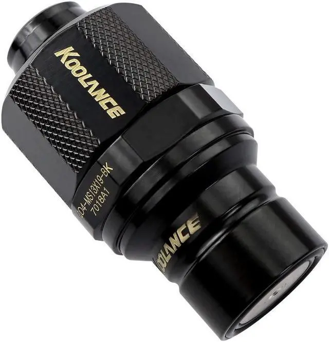 Main image of Koolance QD4-MS13X19-BK QD4 Male Quick Disconnect No-Spill Coupling, Compression for 13mm x 19mm (1/2in x 3/4in) *Black*