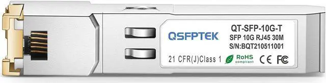 Alt view image 2 of 5 - QSFPTEK 10GBASE-T SFP+ Copper Module, 10gb SFP Transceiver, SFP to Ethernet, 10 gigabit Mini-GBIC SFP to rj45 for Intel E10GSFPT, up to 30m