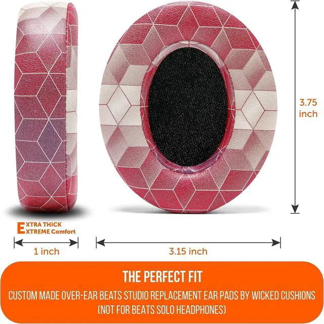 Alt view image 5 of 5 - WC Wicked Cushions Replacement Ear Pads for Beats Studio 2 & 3 (B0501, B0500) Wired & Wireless | Does NOT Fit Beats Solo | Softer PU Leather, Enhanced Foam & Stronger Adhesive | Hex Red