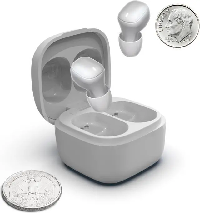 Main image of Coby Mini True Wireless Earbuds, Worlds Smallest Wireless Ear Buds, Lightweight in-Ear Headphones & Case, Built-in Mic | Bluetooth Headphones 12-HR Play (White)