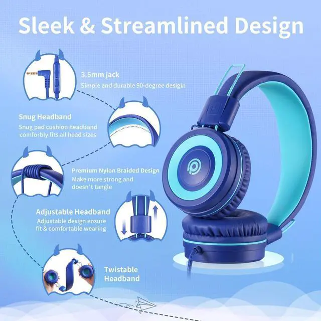 Alt view image 3 of 5 - POWMEE M1 Kids Headphones P10 Kids Headphones
