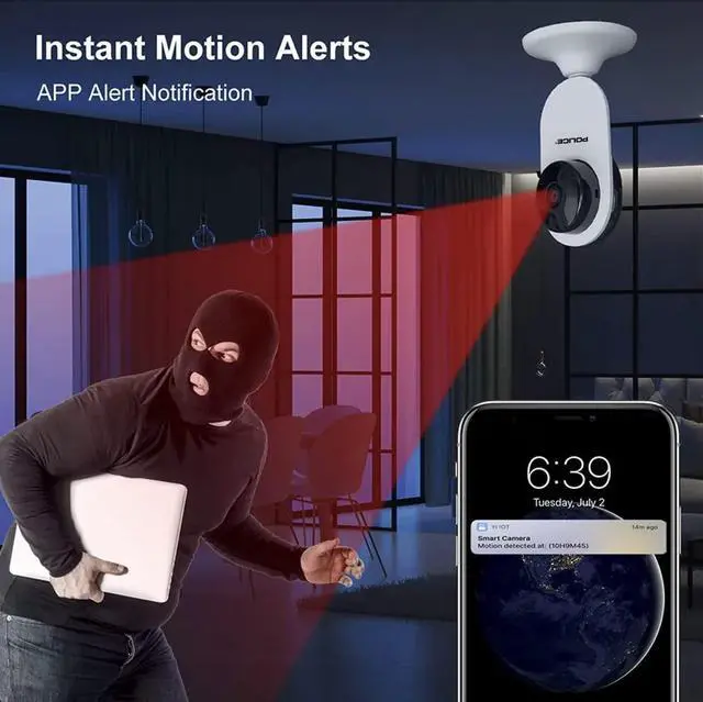 Alt view image 3 of 5 - POLICE WiFi Security Camera Hd 1080P Compact Indoor Plug-in Smart Security Camera System, Night Vision, Motion Detection, Two-Way Audio Home Camera with App