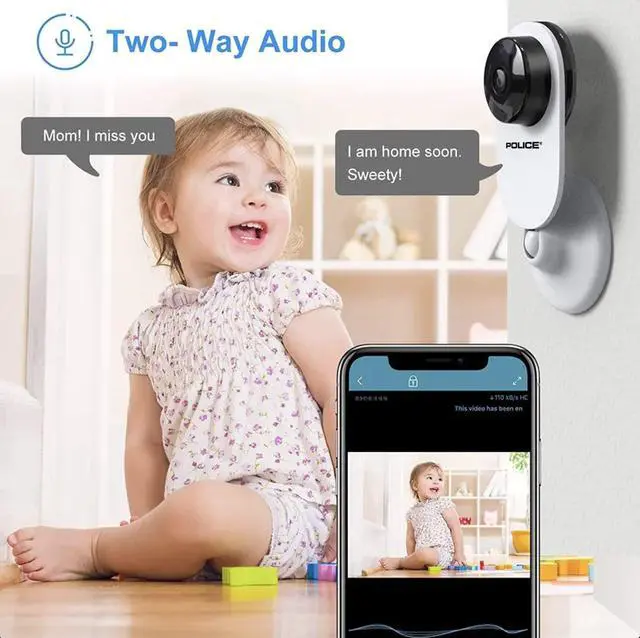 Alt view image 5 of 5 - POLICE WiFi Security Camera Hd 1080P Compact Indoor Plug-in Smart Security Camera System, Night Vision, Motion Detection, Two-Way Audio Home Camera with App