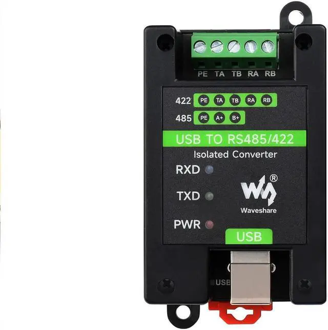 Main image of waveshare USB to RS485/422 Industrial Grade Isolated Converter, Onboard Original FT232RL and SP485EEN, Multiple Protection, Wall-Mount and Rail-Mount Support