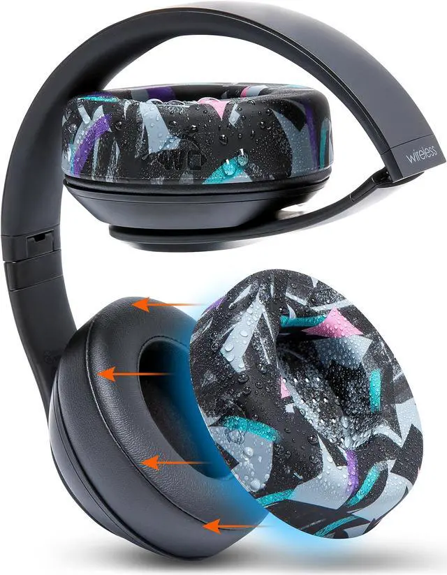 Main image of WC SweatZ Studio - Patented Earpad Covers for Beats Studio 3 (A1914) & Beats Studio 2 (B0500 /B0501), Made by Wicked Cushions | Sweatproof & Easily Washable | 90's Black