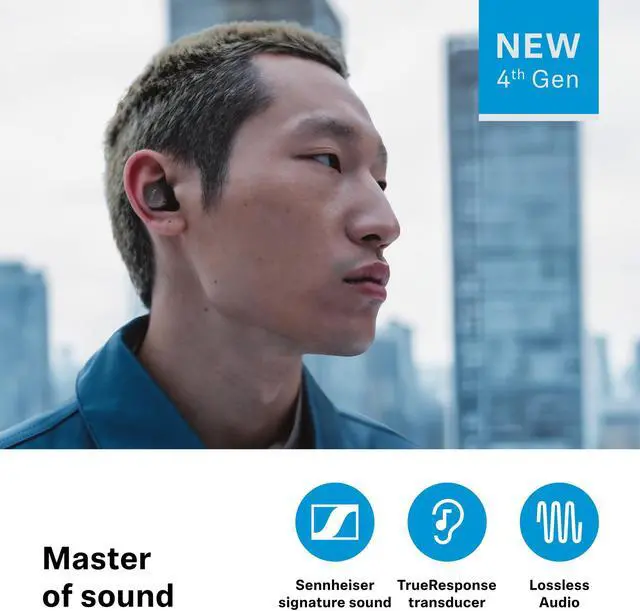 Alt view image 3 of 5 - Sennheiser MOMENTUM True Wireless 4 Smart Earbuds with Bluetooth 5.4, Crystal-Clear Sound, Comfortable Design, 30-Hour Battery Life, Adaptive ANC, LE Audio and Auracast - Black Graphite