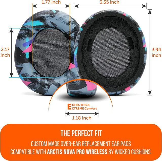 Alt view image 3 of 5 - WC Upgraded Replacement Earpads for Steelseries Arctis Nova Pro Wireless Made by Wicked Cushions | Improved Durability, Thickness, Softer Leather, and Sound Isolation | 90's Black