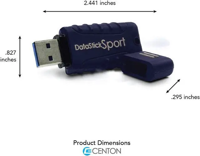 Alt view image 4 of 5 - Centon DataStick Sport USB 3.0 Flash Drive 16GB x 5, Navy Blue (S1-U3W2-16G-5B)