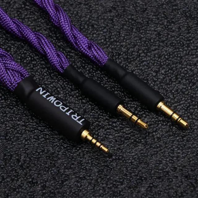 Alt view image 3 of 4 - Linsoul Tripowin GranVia Upgraded OFC High Purity Headphone Audio Replacement Cable (2.5mm Plug, Dual 3.5mm, 1.5m Length, Purple)
