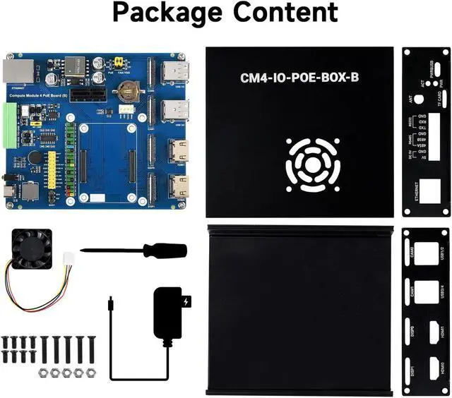 Alt view image 2 of 5 - Waveshare PoE Mini-Computer (Type B) Based On Raspberry Pi Compute Module 4 (NOT Included) Metal Case with Cooling Fan Waveshare CM4 PoE IO Board (B) Inside