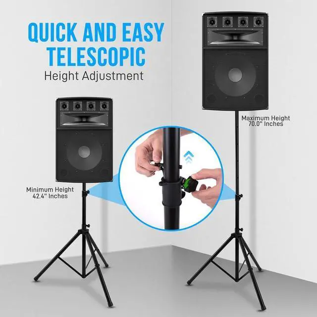 Alt view image 2 of 5 - Pyle Universal Speaker Tripod Stand Mount - 6' Sound Equipment Holder Height Adjustable Up to 70 Inches For Speakers w/ 35mm Compatible Insert Perfect for Home, On Stage or In Studio Use - PSTND25