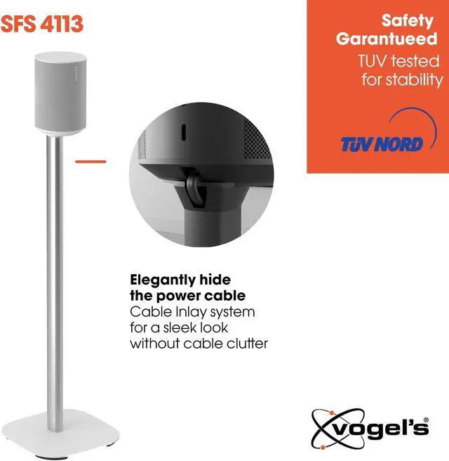 Alt view image 4 of 5 - Vogel's SFS 4113 Speaker Floor Stand for Sonos ERA 100, Cable Inlay System, Height: 32,3 inch (82 cm), Exceptionally Stable, White, 1 Floor Stand
