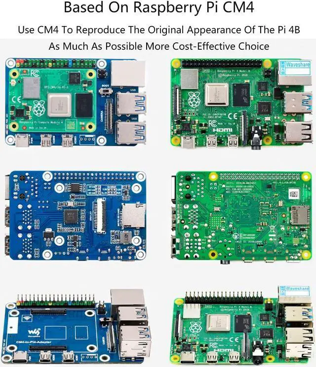 Alt view image 5 of 5 - Compute Module 4 to Raspberry Pi 4B Adapter, Based on Compute Module 4 to Reproduce Original Appearance of Pi 4, Alternative for Raspberry Pi 4B,Compatible with Pi 4B Series Hats