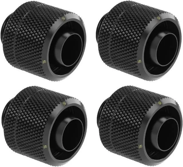 Main image of BARROW Fittings G1/4" to 3/8" ID - 5/8" OD Compression Fitting for 10/16 mm Soft Tubing Tube THKN-3/8-V4 4-Pack (Black)