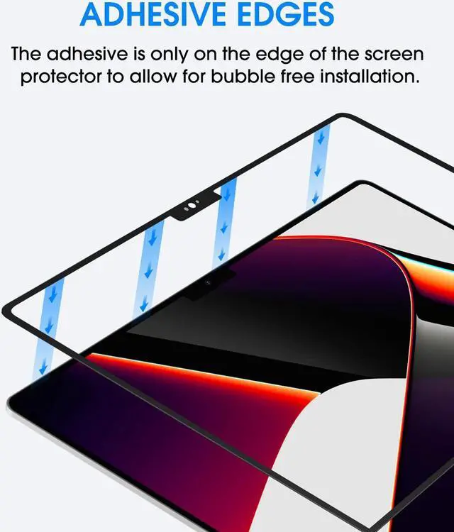 Alt view image 4 of 5 - amFilm MacBook Pro 16.2 inch M4 Pro/M4 MAX/M3 Pro/M3 Max/M2 Pro/M2 Max/M1 Pro/M1 Max Chip Tempered Glass Screen Protector 2021-2024 Release, [9H Hardness][ Anti-Scratch][ Anti-fingerprint],1 Pack