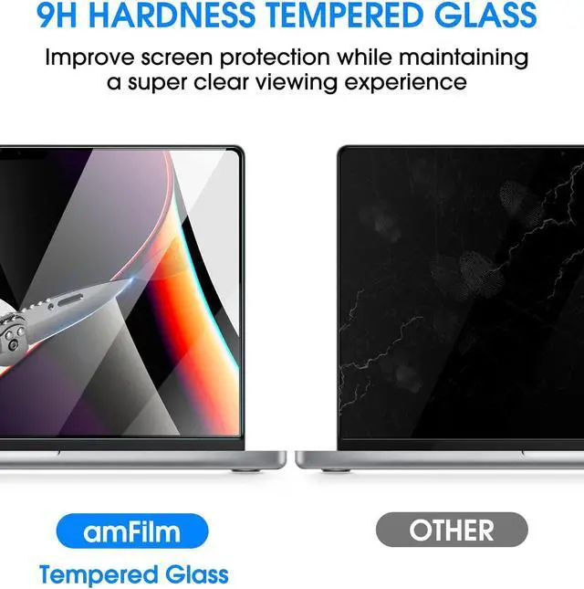 Alt view image 5 of 5 - amFilm MacBook Pro 16.2 inch M4 Pro/M4 MAX/M3 Pro/M3 Max/M2 Pro/M2 Max/M1 Pro/M1 Max Chip Tempered Glass Screen Protector 2021-2024 Release, [9H Hardness][ Anti-Scratch][ Anti-fingerprint],1 Pack