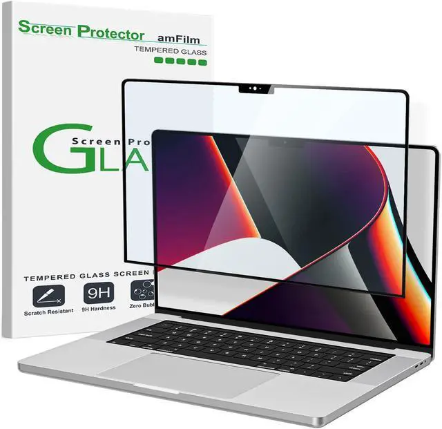 Main image of amFilm MacBook Pro 16.2 inch M4 Pro/M4 MAX/M3 Pro/M3 Max/M2 Pro/M2 Max/M1 Pro/M1 Max Chip Tempered Glass Screen Protector 2021-2024 Release, [9H Hardness][ Anti-Scratch][ Anti-fingerprint],1 Pack