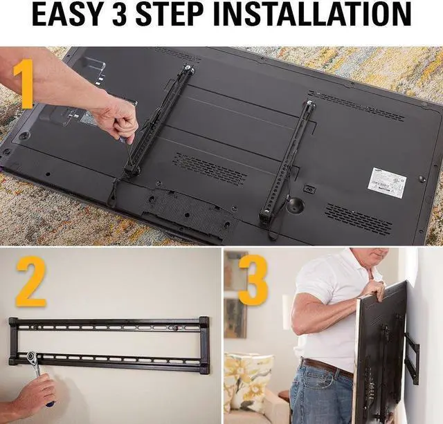 Alt view image 4 of 5 - SANUS TV Wall Mount - Universal Low Profile Fixed TV Mount Bracket with Surge Protector