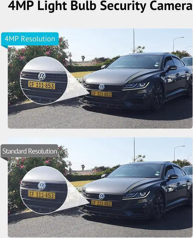 Alt view image 3 of 5 - LaView 4MP Bulb Security Camera 2.4GHz,360° 2K Security Cameras Wireless Outdoor Indoor Full Color Day and Night, Motion Detection, Audible Alarm, Easy Installation, Compatible with Alexa